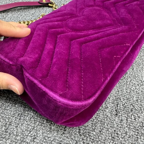 GUCCI GG Marmont Flap Purple Velvet Shoulder Bag 699-030625 - Picture 9 of 16